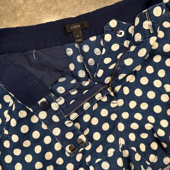 J. CREW | Indigo Polka Dot Linen Cotton Shorts Navy - Picture 2 of 6